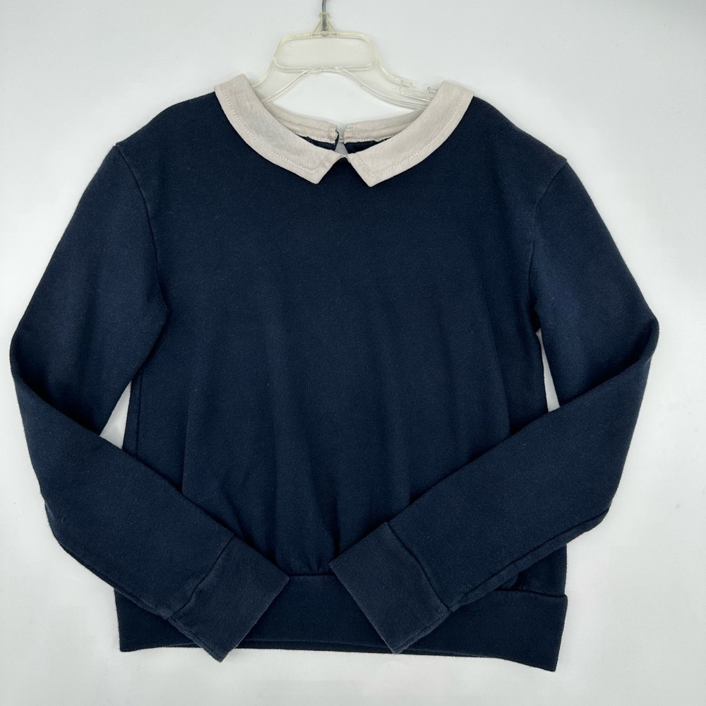 Olive Juice Navy With White Collar Long Sleeve Shirt